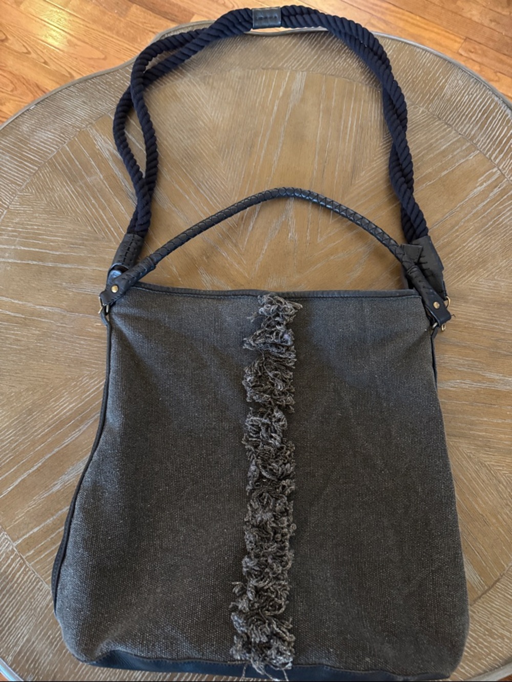 Free People - Wilhelmina Bucket Bag Black Fringe Rope-Handle Shoulder/Crossbody